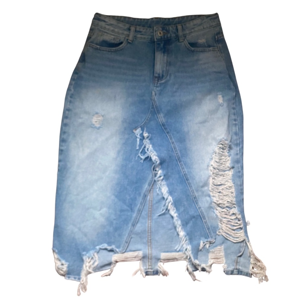 Denim midi skirt